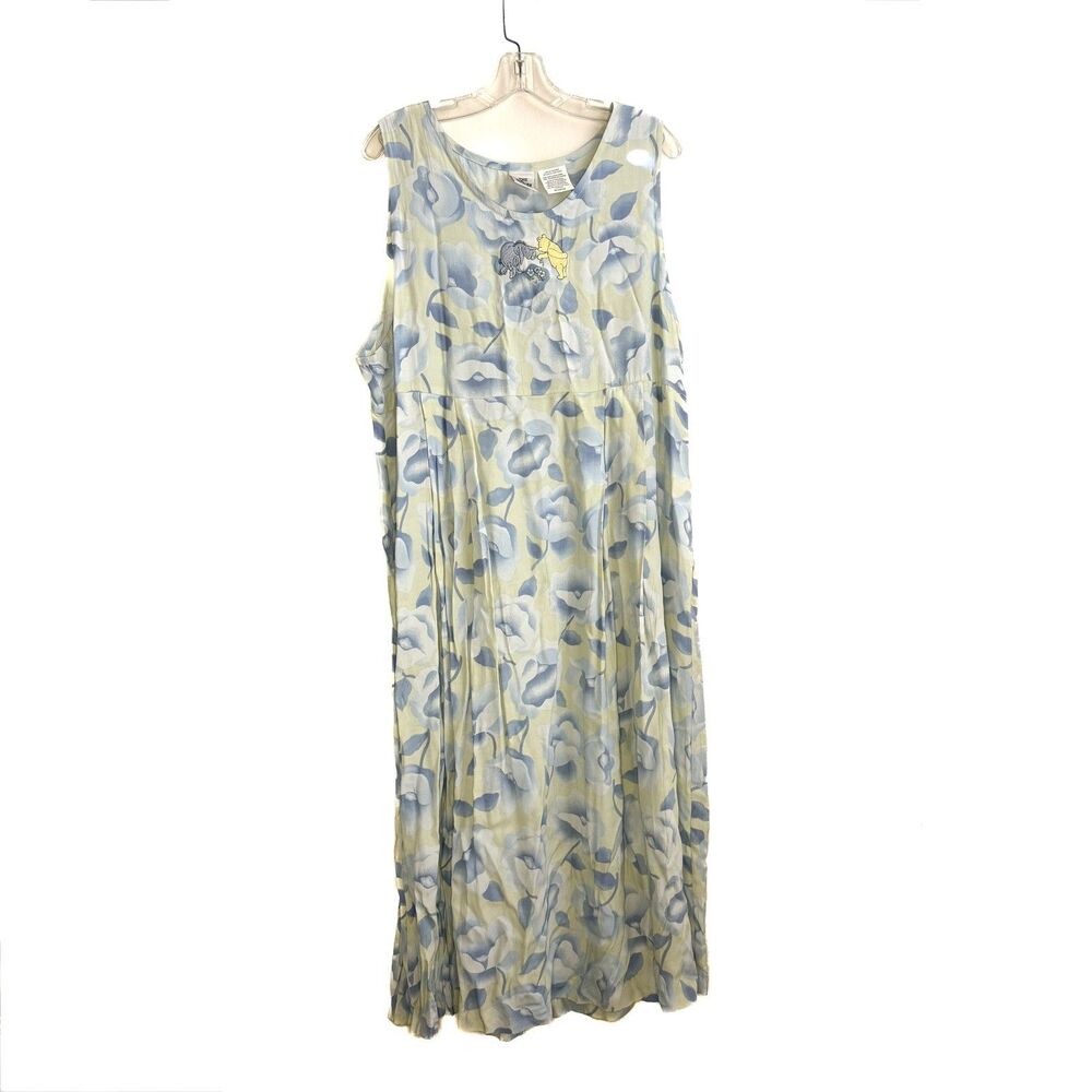 Vintage 90s Disney Winnie The Pooh Floral Maxi Dress Sleeveless Whimsical L - Picture 4 of 5